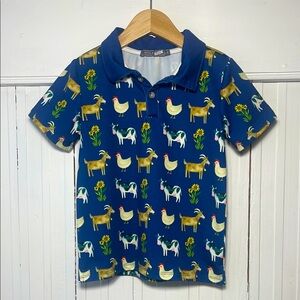 MILLIE & MAXX VGUC Farm Animals Performance Golf Polo Shirt